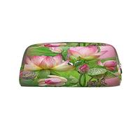 Trousse à crayons en cuir de grande capacité - Motif tournesol d'été - Trousse de maquillage portable pour adolescents et filles, Esprit du lotus, Pencil Bag, Trousse de beauté