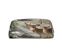 Trousse à crayons en cuir de grande capacité - Motif tournesol d'été - Trousse de maquillage portable pour adolescents et filles, Camouflage Cerf, Pencil Bag, Trousse de beauté