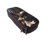 Trousse à crayons en cuir imprimé avec motif cochon d'Inde mignon portant un chapeau - Organiseur multifonction pour l'école, le bureau et les voyages, Aigle chauve en 3D, Taille unique, Cartable