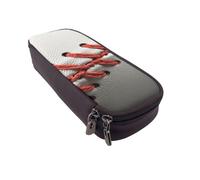 Trousse à crayons en cuir imprimé avec motif cochon d'Inde mignon portant un chapeau - Organiseur multifonction pour l'école, le bureau et les voyages, Baseball Lace Close Up, Taille unique, Cartable