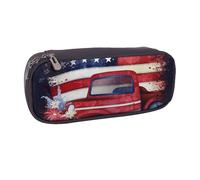 Trousse à crayons en cuir PU imprimé dentelle de baseball pour filles garçons écoliers, Drapeau patriotique américain du 4 juillet, Taille unique, Cartable