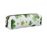 Trousse à crayons en cuir PU Shamrock, pochette à crayons Clover avec fermeture éclair, trousse de papeterie portable, trousse de maquillage pour fournitures de bureau, organisateur de voyage, fermetu