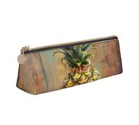 Trousse à crayons en cuir PVC avec fermeture éclair et fond en bois coloré arc-en-ciel, Ananas 1, Taille unique, Cartable
