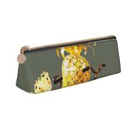 Trousse à crayons en cuir PVC avec fermeture éclair et fond en bois coloré arc-en-ciel, Ananas, Taille unique, Cartable