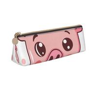 Trousse à crayons en cuir PVC avec fermeture éclair et fond en bois coloré arc-en-ciel, cochon, Taille unique, Cartable