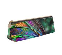 Trousse à crayons en cuir PVC avec fermeture éclair et fond en bois coloré arc-en-ciel, Papillon arc-en-ciel., Taille unique, Cartable