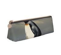 Trousse à crayons en cuir PVC avec fermeture éclair et fond en bois coloré arc-en-ciel, pingouin, Taille unique, Cartable