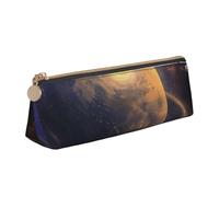 Trousse à crayons en cuir PVC avec fermeture éclair et fond en bois coloré arc-en-ciel, Planète, Taille unique, Cartable