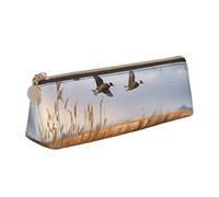 Trousse à crayons en cuir PVC avec fermeture éclair et motif de canards sauvages volants au bord du lac, Canard sauvage volant de chasse, Taille unique, Cartable
