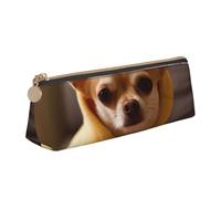 Trousse à crayons en cuir PVC avec fermeture éclair Motif chiot mignon, Chihuahua déprimé mignon, Taille unique, Cartable