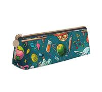Trousse à crayons en cuir PVC avec motif boussole et carte du monde ancien, avec fermeture éclair, Thème de dessin animé scientifique., Taille unique, Cartable
