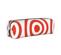 Trousse à crayons en cuir rouge pastèque avec fermeture éclair, trousse à crayons tridimensionnelle avec grande capacité, durable, pratique, portable, Vector Design Cible, Taille unique