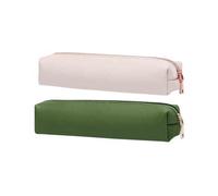 Trousse à crayons en cuir synthétique, 19,5 cm de long, trousse à crayons esthétique, design fin, organiseur de poche pour étudiants, bureau, collège, école, Noir , PK+GN, étui à stylo