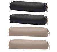 Trousse à crayons en cuir synthétique, 19,5 cm de long, trousse à crayons esthétique, design fin, organiseur de poche pour étudiants, bureau, collège, école, Noir , BK+KA, étui à stylo