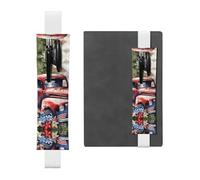 Trousse à crayons en cuir synthétique amovible avec bande élastique pour le 4 juillet - Motif camion patriotique - Fournitures de bureau - Cadeau pour journaux, cahiers, planificateurs