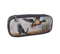 Trousse à crayons en cuir synthétique avec motif de pensées et de fleurs pour filles et garçons, Canards sauvages volants., Taille unique, Cartable