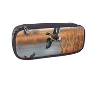 Trousse à crayons en cuir synthétique avec motif de pensées et de fleurs pour filles et garçons, Chasse Canard sauvage volant 1, Taille unique, Cartable