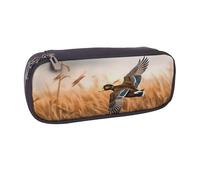 Trousse à crayons en cuir synthétique avec motif de pensées et de fleurs pour filles et garçons, Chasse Flying Wild Duck 4, Taille unique, Cartable