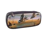 Trousse à crayons en cuir synthétique avec motif de pensées et de fleurs pour filles et garçons, Chasse Canards sauvages volants 7, Taille unique, Cartable