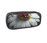 Trousse à crayons en cuir synthétique avec motif de pensées et de fleurs pour filles et garçons, coccinelle, Taille unique, Cartable