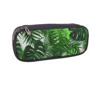 Trousse à crayons en cuir synthétique avec motif de pensées et de fleurs pour filles et garçons, Feuilles de palmier bananier Monstera, Taille unique, Cartable
