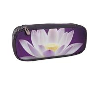 Trousse à crayons en cuir synthétique avec motif de pensées et de fleurs pour filles et garçons, Fleur de Lotus Violet, Taille unique, Cartable