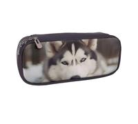 Trousse à crayons en cuir synthétique avec motif de pensées et de fleurs pour filles et garçons, Husky Dog, Taille unique, Cartable
