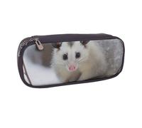 Trousse à crayons en cuir synthétique avec motif de pensées et de fleurs pour filles et garçons, Opossum in Snow, Taille unique, Cartable