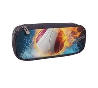 Trousse à crayons en cuir synthétique avec motif de pensées et de fleurs pour filles et garçons, Volleyball Ice and Fire, Taille unique, Cartable