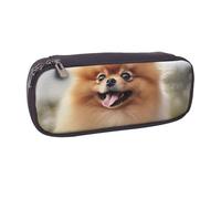 Trousse à crayons en cuir synthétique avec motif tête de mort pour filles, garçons, étudiants, Chien de Poméranien., Taille unique, Cartable