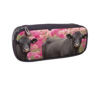 Trousse à crayons en cuir synthétique avec motif tête de mort pour filles, garçons, étudiants, Flower Show Steer Vaches Bovins, Taille unique, Cartable