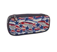 Trousse à crayons en cuir synthétique imprimé coucher de soleil et plage pour filles garçons écoliers, Patriotic Stars Strips Independence Day, Taille unique, Cartable