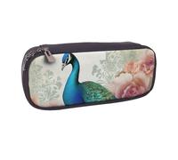 Trousse à crayons en cuir synthétique imprimé drapeau canadien pour filles, garçons, étudiants, Beau paon et floral, Taille unique, Cartable