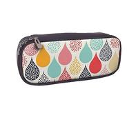 Trousse à crayons en cuir synthétique imprimé Londres - Trousse multifonction à rabat et support de maquillage pour filles garçons écoliers étudiants, Gouttes d'eau, Taille unique, Cartable