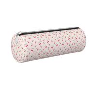 Trousse à Crayons en Cuir, Trousse à cosmétiques, Trousse à Crayons Portable avec Fermeture éclair argentée,Joli imprimé Cerise Rouge sucrée