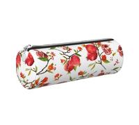 Trousse à Crayons en Cuir, Trousse à cosmétiques, Trousse à Crayons Portable avec Fermeture éclair argentée,Grenade fraîche