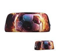 Trousse à crayons en cuir - Trousse de maquillage de voyage - Ballon de football - Trousse de toilette portable pour cosmétiques et pièces de monnaie, Argenté., Taille unique