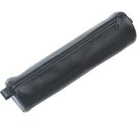 Trousse À Crayons En Cuir Véritable - Noir - Trousse Env. 21 X 6 Cm Trousse À Crayons Ronde Avec Fermeture Éclair