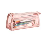Trousse à crayons en de grande capacité - Trousse portable à double couche, rose , Siehe Beschreibung, Voir description | Grande trousse à crayons portable en maille double couche transparente avec beaucoup d'espace pour les articles de papeterie