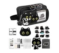Trousse à Crayons en Forme de Chat | Ensemble de Rangement Amovible en Forme de Chat Noir, Grande Trousse à Crayons Mignonne - pour marqueur, Fournitures Scolaires, Adolescents, Filles
