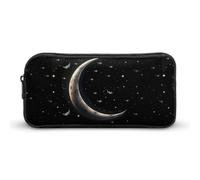 Trousse à crayons en forme de croissant de lune sur fond noir de grande capacité, trousse à crayons minimaliste, légère et durable, petite trousse de rangement pour fournitures de bureau