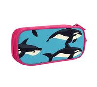 Trousse à crayons en forme de dauphin mignon pour garçons et filles, baleine de mer, corail, grande trousse à crayons, trousse de maquillage à fermeture éclair pour bureau, école, bureau, bleu