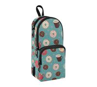 Trousse à crayons en forme de donuts - Grande capacité - Avec compartiment - En forme de cartable - Pour l'école, le bureau, le travail, Café Donuts, Taille unique, Mallette