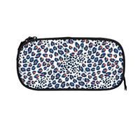 Trousse à crayons en forme de peau d'animal avec motif léopard bleu imprimé guépard, pochette de grande capacité, porte-stylo, sacs à crayons, boîte organisateur à fermeture éclair, sac de rangement