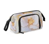 Trousse à crayons en marbre blanc beige de grande capacité, trousse de maquillage multifonctionnelle pour adolescent, université