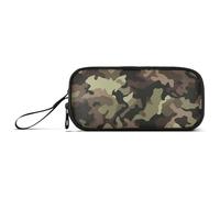 Trousse à crayons en nylon avec fermeture éclair - Grande capacité - Motif camouflage marron foncé - Pour femme du collège