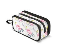 Trousse à crayons en nylon avec fleurs et oiseaux - Grande capacité - Pour garçons et filles