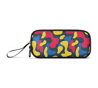 Trousse à crayons en nylon avec poignée, grande capacité, motif camouflage, rouge, jaune, pour enfants, papeterie pour enfants du collège