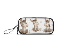 Trousse à crayons en nylon blanc Cunning Donkey pour enfants, grande capacité, trousse de papeterie pour université, adolescentes