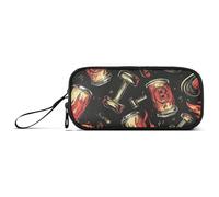 Trousse à crayons en nylon pour adolescents - Grande capacité - Motif flammes noires et rouges
